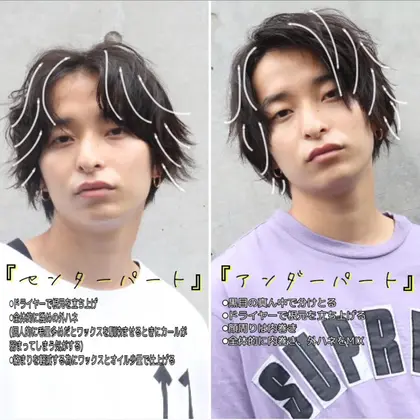 メンズカット スタイリング 分け目の位置を変えることで雰囲気ガラッと変わります カット スタイリン Zest Kalon所属 メンズ スタイリスト 永山弘樹のヘアカタログ ミニモ