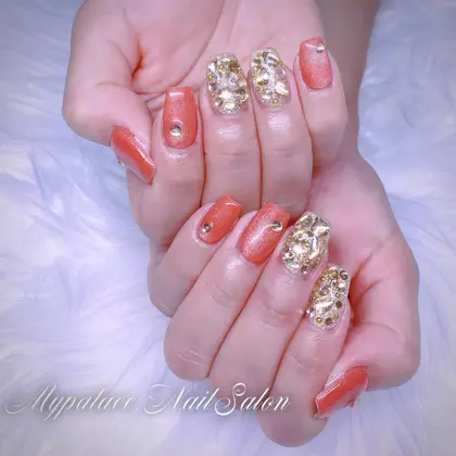 キラキラ#ゴールド#埋め尽くし#マグネットネイル｜Yuis Nail
