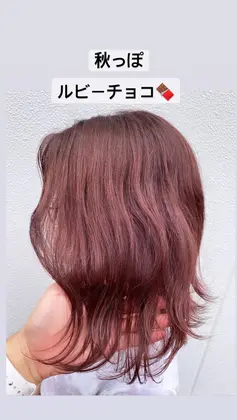 秋っぽい暖色系カラーです ルビーチョコカラー 暖色系が最近非常に多いです 是非同時にトリ Go Today Shaire Salon 名古屋店所属 艶 カラー 西 大喜 ひろき のヘアカタログ ミニモ