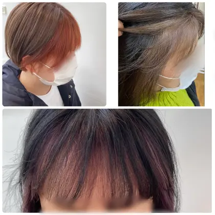 ポイント 前髪 ブリーチ 全体カラー 5stepトリートメント 前髪をブリーチして明るめトーンのカラ Shelter Produced By M S シェルター 所属 田島 里穂のヘアカタログ ミニモ