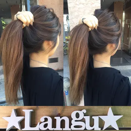 細いハイライトを入れて 自然なグラデーションカラー 伸びてきても プリンが目立ちにくいカラー Langu所属 Langu ラングのヘアカタログ ミニモ