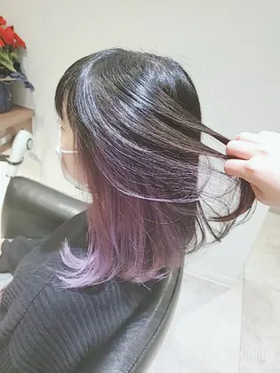 地毛ベース 中だけインナーカラー パープル Shell国分寺所属 カラー特化 長嶺文江のヘアカタログ ミニモ