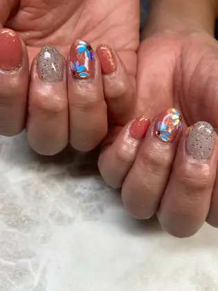 夏フットネイル グリーン 流行色 マグネットネイル ミラーネイル 神戸市西区ネイルサロン 伊川谷ネ Nail Salon Stella所属 ネイルサロン ステラのネイルデザイン ミニモ