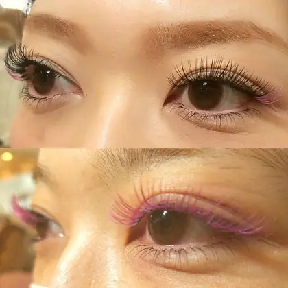 マツエク上下 黒ポイントカラー カラーボリューム Cilva 北千住店所属 小室 李奈のマツエクデザイン ミニモ