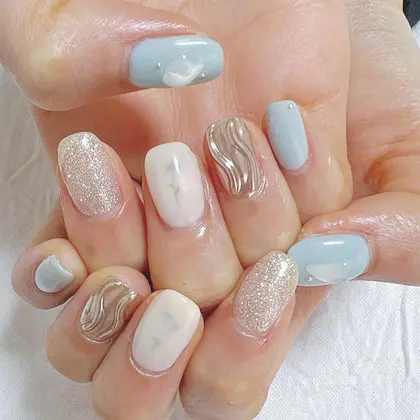 水色 22年春人気の水色のネイルデザイン ネイルアートカタログ ミニモ