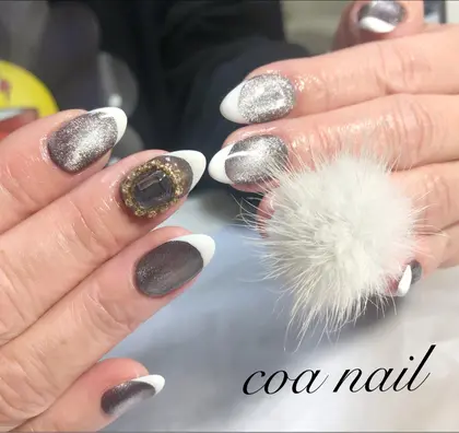 マグネットネイル フレンチネイル ファーネイル Coanail所属 Coa Nailのネイルデザイン ミニモ