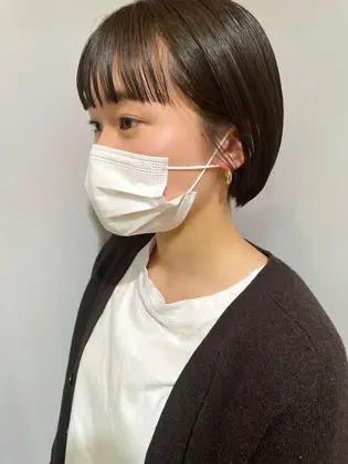 まとまるボブ さらさらストレート 縮毛矯正 ストレート コスメストレート ミニボブ Jeno所属 吉田 美紀のヘアカタログ ミニモ