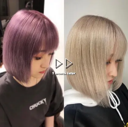 色落ちも楽しめる バイオレットカラー 色落ちはホワイトになります Produce古淵店所属 ハイトーンカラー 山本翔大 のヘアカタログ ミニモ