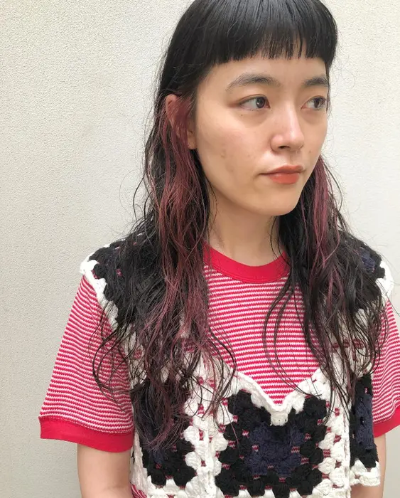 ロングパーマ オン眉 ポイントカラー Syan所属 浅香 美優のヘアカタログ ミニモ
