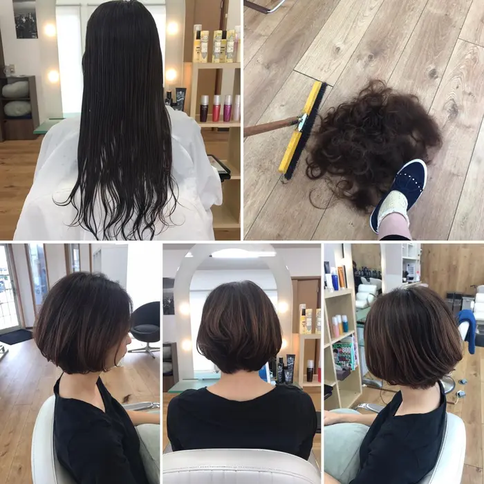 ロングから前下がりボブ 30cm以上切らせていただきました トップがふんわりスタイリングもしや Apartment所属 山本 珠里 のヘアカタログ ミニモ