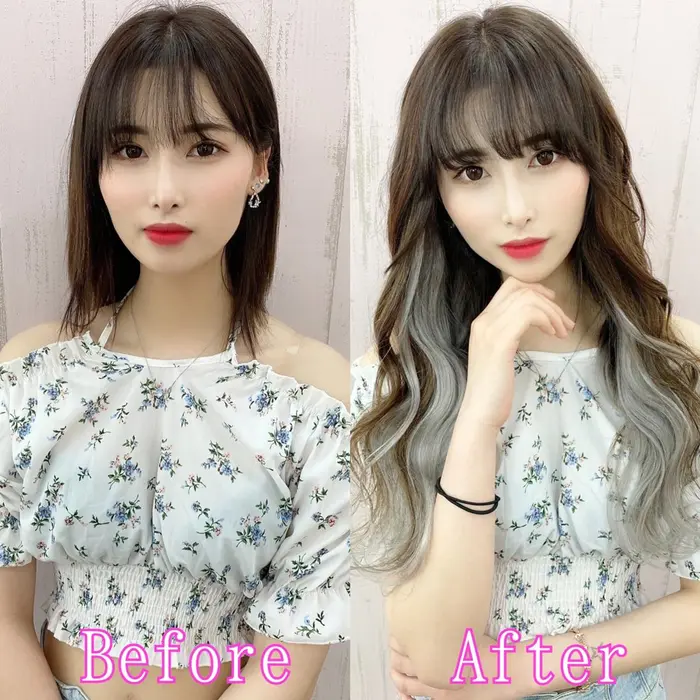 インナーカラーで ホワイトシルバーを入れました 多めに入れてるので正面からも目立つスタイルです あるじゃんすー町田店所属 エクステ カラー専門 あるじゃんすー町田店のヘアカタログ ミニモ