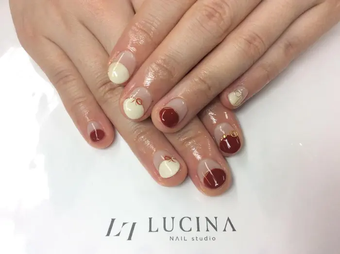 結婚式の前撮りやブライダルネイルにぴったりのバルーンフレンチの和装ネイル アートコース 770 Nail Studio Lucina所属 ネイルスタジオ ルキナのネイルデザイン ミニモ