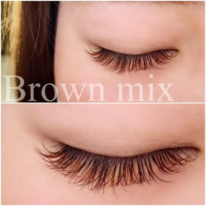 安定のブラウン 濃すぎず柔らかアイ 岡山市北区プライベートサロン所属 Uta Chouchouのマツエクデザイン ミニモ