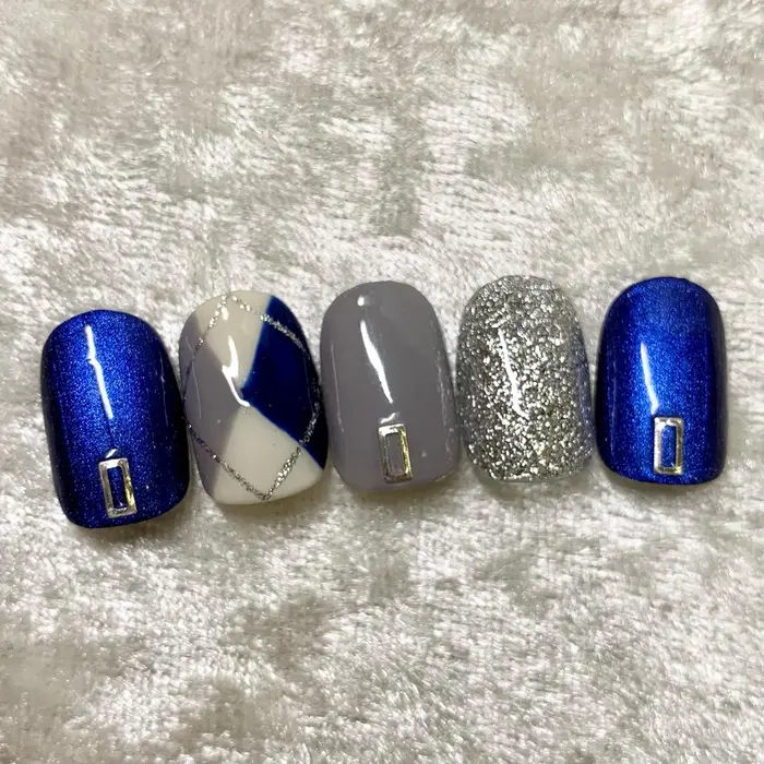 アーガイル柄ネイル ジェミーネイルズ所属 Gemynails Privateのネイルデザイン ミニモ アーガイル柄ネイル ジェミーネイルズ所属 Gemynails Privateのネイルデザイン ミニモ