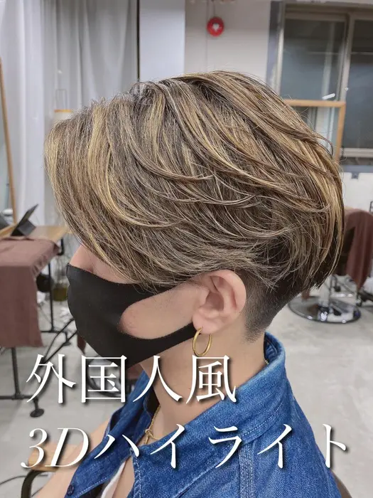 メッシュキャップでハイライトを入れて外国人のようなハイライトカラーに Hair Salon Eight Tamapla所属 外人風カラー渡辺 岳也の ヘアカタログ ミニモ