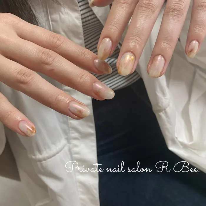 Nail Nailart 大阪ネイルサロン 豊中ネイルサロン トレンドネイル ニュアンスネイル 冬 Private Nail Salon R Bee 所属 R Bee Reinaのネイルデザイン ミニモ