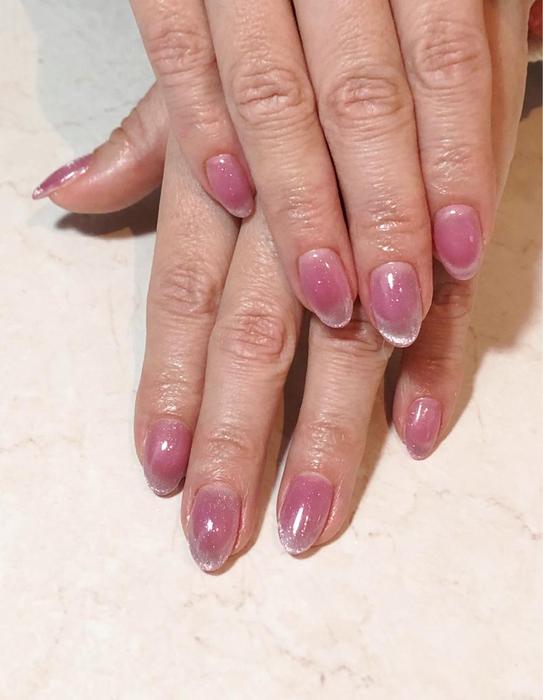 マグネットフレンチ パープルピンク 持ち込み Prima Lianail 所属 加藤 直子のネイルデザイン ミニモ マグネットフレンチ パープルピンク 持ち込み Prima Lianail 所属 加藤 直子のネイルデザイン ミニモ