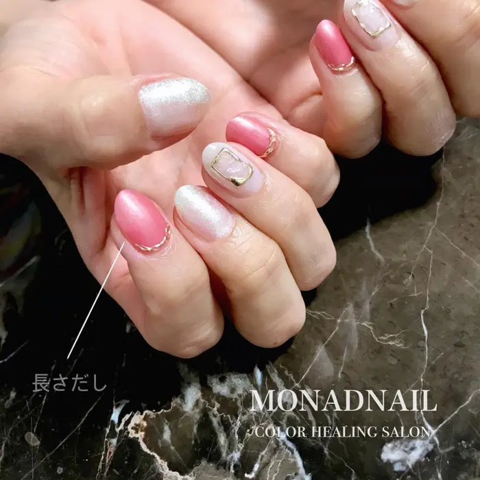 ジェル長さだし 660 1本 折れてしまった爪などの長さだしや 亀裂補強もしています Monad Nail モナドネイル所属 Monadnail のネイルデザイン ミニモ
