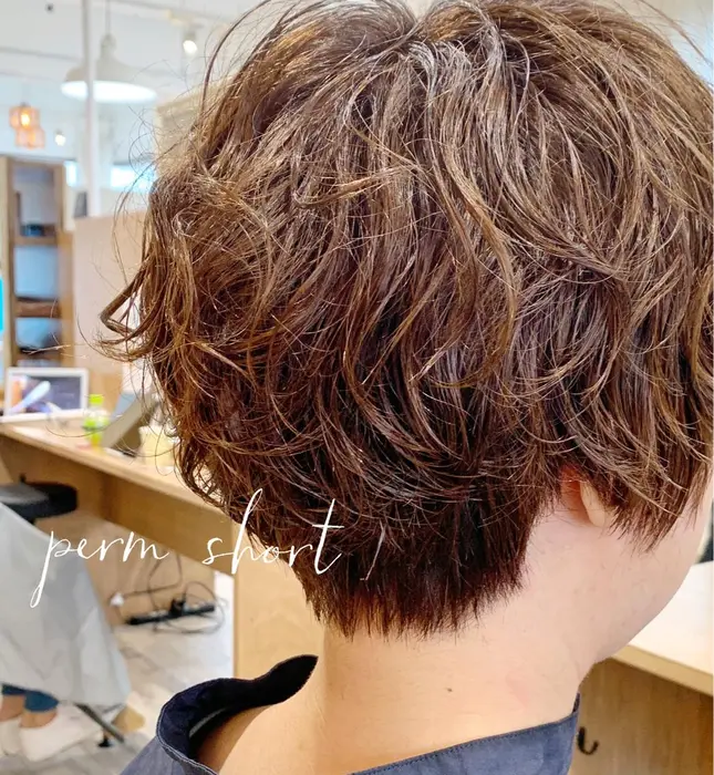 パーマショート スパイラルでラフにかけた パーマスタイル くしゃっと揉み込むだけの 簡単スタ Peg Hair所属 イヤリングカラー Takahiroのヘアカタログ ミニモ