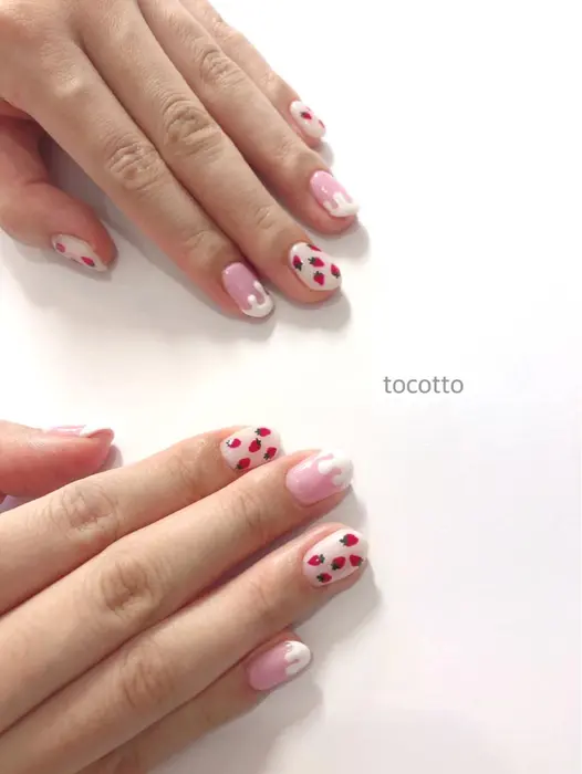 持ち込み いちごみるくネイル Tocotto所属 Tocotto 浅羽のネイルデザイン ミニモ