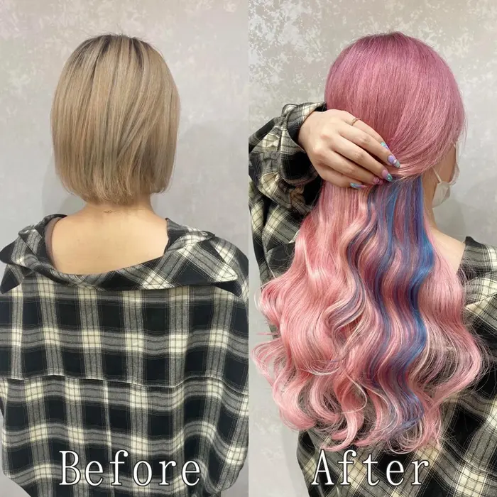 パステルカラーのコットンピンクにインナーカラーのライトブルーを入れてあげることでゆめかわいく大変身 あるじゃんすー岡山店所属 あるじゃんすー 岡山店の ヘアカタログ ミニモ