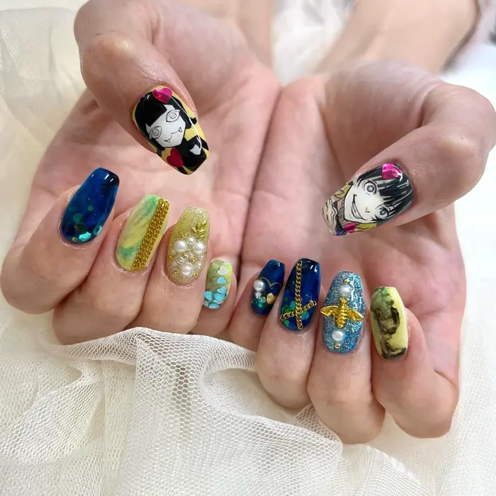 デフォルメ人物アート別途¥1800〜¥3500｜池袋痛ネイル Nok. 渡辺の 
