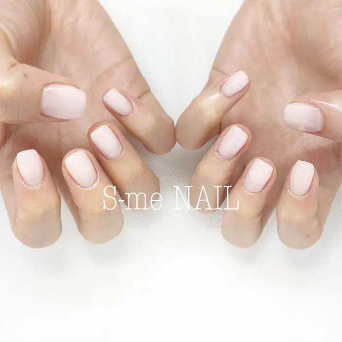 うっすら桜色 ほんのりピンクなシンプルカラー マスクの着用 検温 そして施術前と後 S Me Nail所属 道尾 祥帆のネイル デザイン ミニモ
