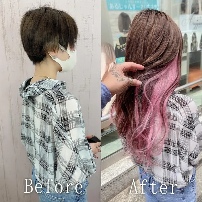 春っぽさを感じるピンクのインナーカラーをロングスタイルでやわらかなベージュと合わせればモテ感アップ エクステ専門店あるじゃんすー渋谷本店所属 カラー エクステ専門 あるじゃんすー渋谷店のヘアカタログ ミニモ