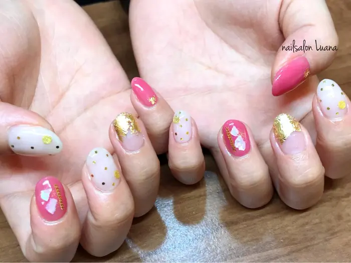 Designコースより カラーチェンジして とても可愛らしいかんじになりました Nail Salon Luana所属 高柳 美香のネイル デザイン ミニモ