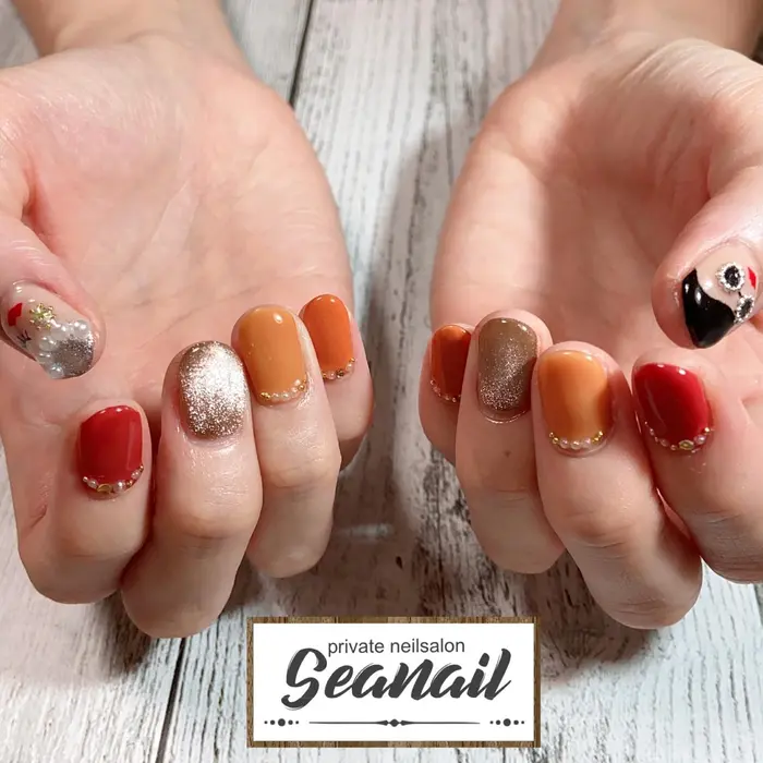 お客様ネイル ご来店誠にありがとうございました ジェル画像持ち込みやり放題 698 Seanail所属 小尾 栞のネイル デザイン ミニモ