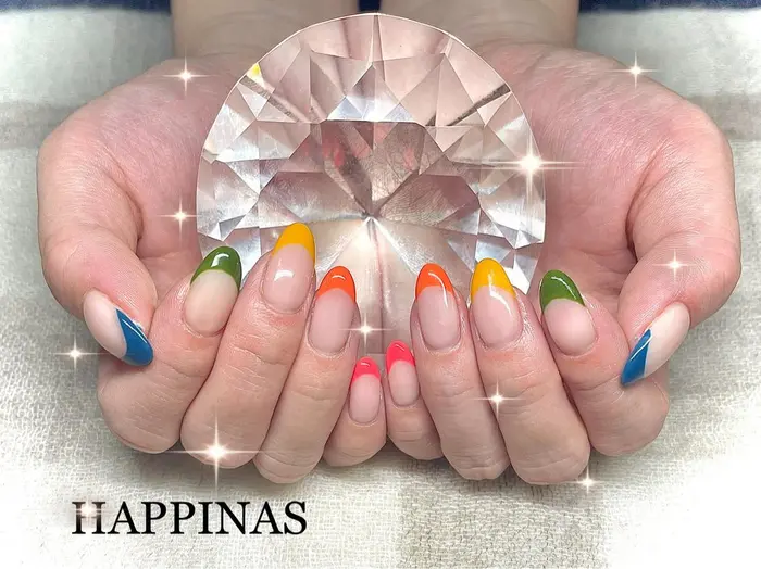 フレンチネイル フレンチネイル フレンチデザイン ジェルネイル カラフルネイル パ Happinas所属 Happinas Nail 脱毛のネイルデザイン ミニモ フレンチネイル フレンチネイル フレンチデザイン ジェルネイル カラフルネイル パ Happinas所属 Happinas Nail 脱毛のネイルデザイン ミニモ