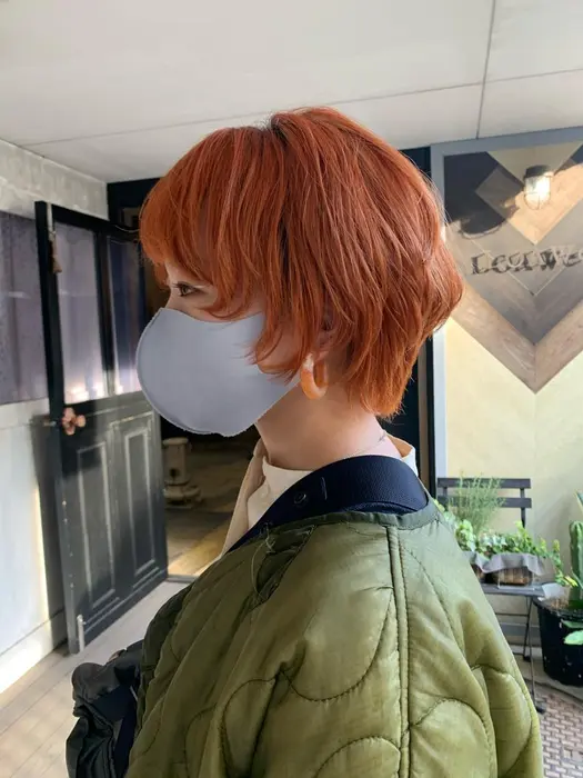 オレンジ ショートウルフ 重めのウルフに鮮やかなオレンジが可愛いです Loawe所属 榛沢 歩美のヘアカタログ ミニモ