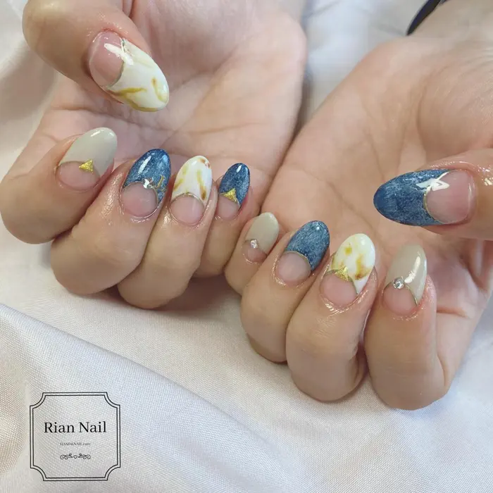 あったかくなって軽い気分になると なんとなくデニムネイルしたくなりますよね Rian Nail Salon School 昭島 リアンネイル 所属 Rian Nailのネイルデザイン ミニモ