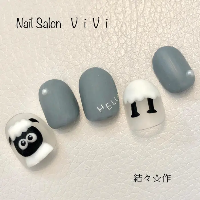 ひつじのショーン ネイル ネイルサロンｖｉｖｉ所属 ネイルサロン ｖｉｖｉのネイルデザイン ミニモ