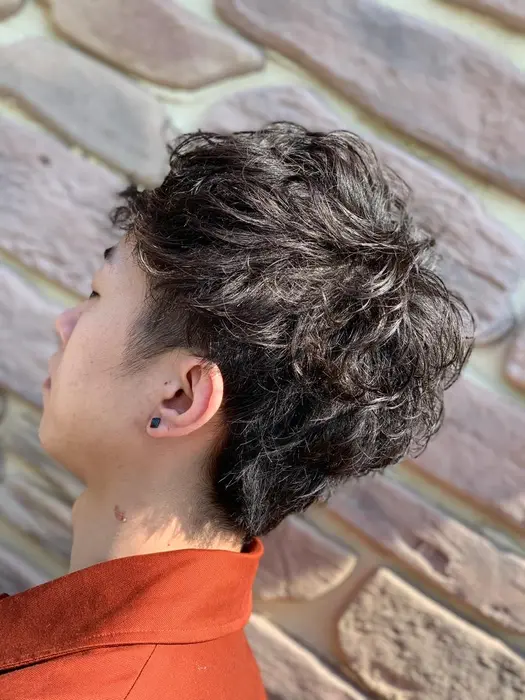 全体的にスパイラルパーマをかけワックスをつけたオンスタイルでもつけないオフスタイルでもカッコイイスタ Hair Lounge Prim所属 大木 勘久朗のヘアカタログ ミニモ