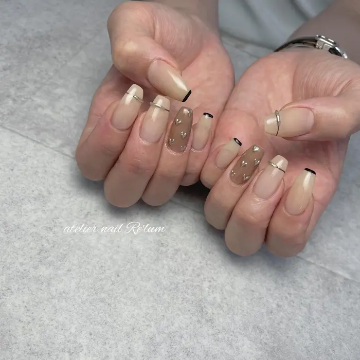 ハートネイル ハートミラー ミラーネイル Atelier Nail Re Lum所属 Atelier Nail Relumのネイル デザイン ミニモ