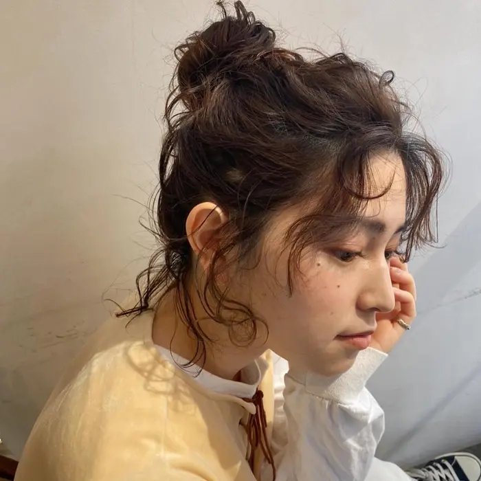 ニュアンスパーマでお団子もいつもより一段とお洒落に