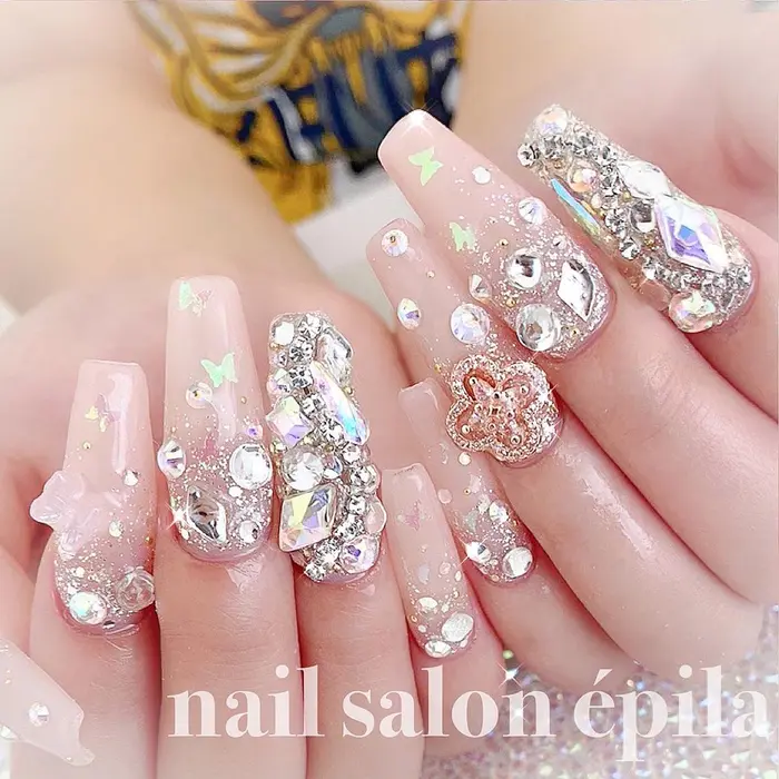 Nail Gel Rubycell Gelnail 持ち込みデザイン ロングネイル ア Nail Salon Epila所属 Epila キラキラネイル専門店のネイルデザイン ミニモ