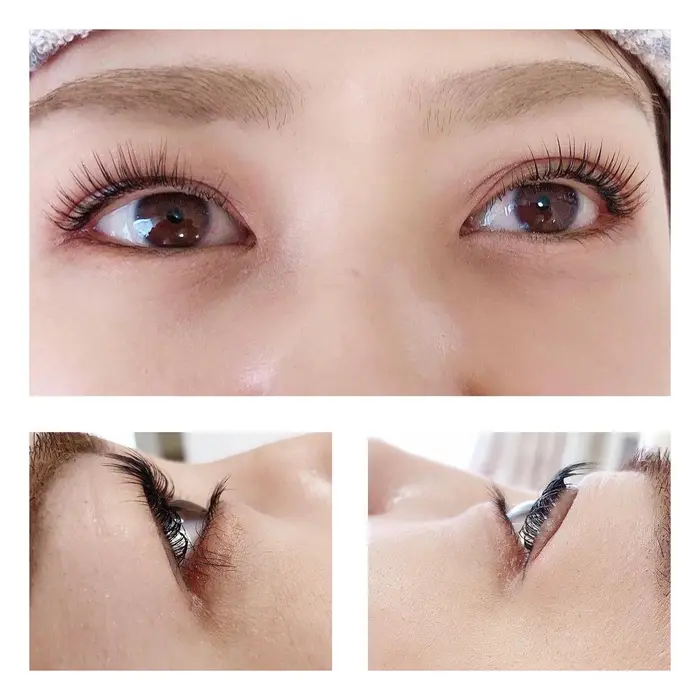 上下セット まつ毛パーマのお客様 根元からしっかり パチッ と 仕上がりまし Petit Fleur所属 青柳 亜梨奈のマツエクデザイン ミニモ