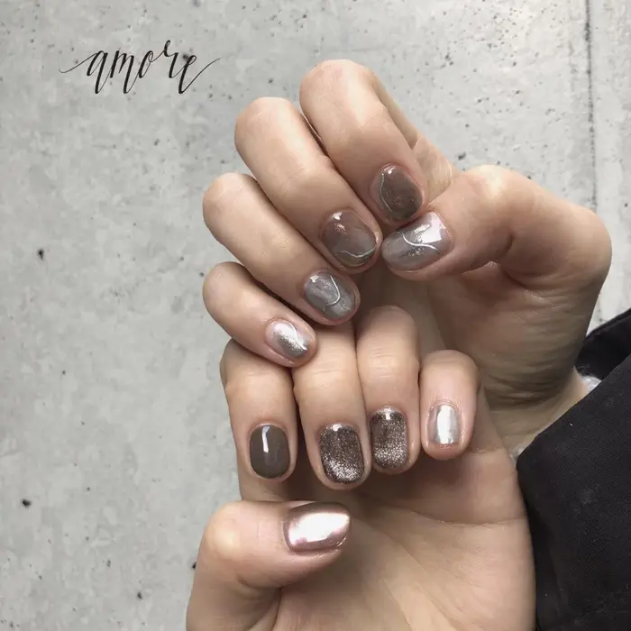 Nail Salon A More パラージェル マグネットネイル 21年冬ネイル プライベー Nail Salon Amore所属 You Kyehwaのネイルデザイン ミニモ