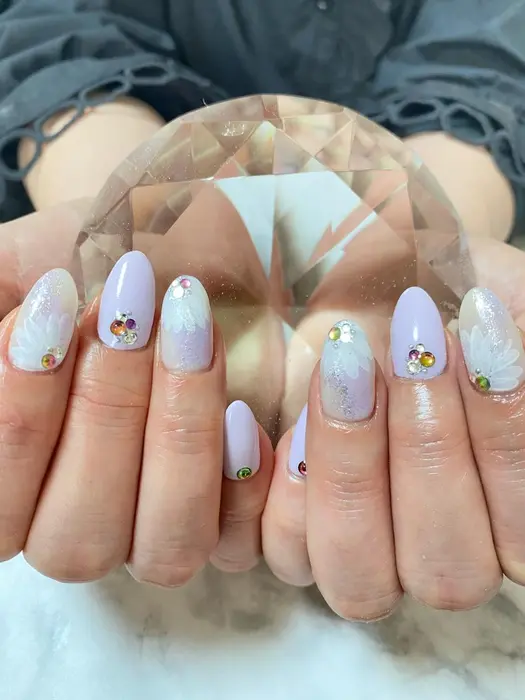 Handフリーコース 春ネイル フラワー パステル パープル Y Schon ワイズシェーン所属 Y Schon ワイズシェーンのネイル デザイン ミニモ