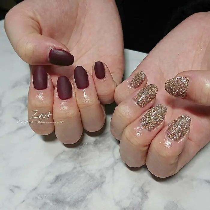 フラッシュネイル ワンカラーネイル マットネイル ボルドーネイル Nail Salon Zeit ﾂｧｲﾄ所属 Saito Akihoのネイル デザイン ミニモ