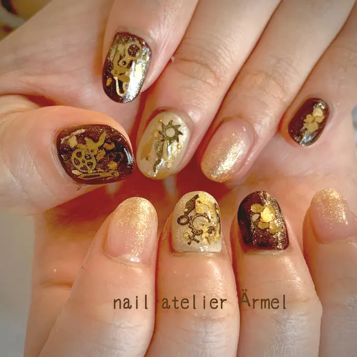 レトロ感 スチームパンク ネイル 個性派ネイル Nails Nail Nailfootna ネイル アトリエ エルメル所属 アトリエ エルメル ソデのネイルデザイン ミニモ