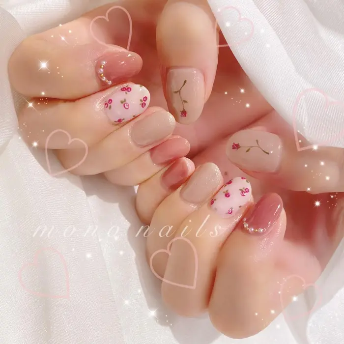 一輪バラ バラ柄 1本400円 Olive S By Neolive所属 Nailist Monoのネイル デザイン ミニモ