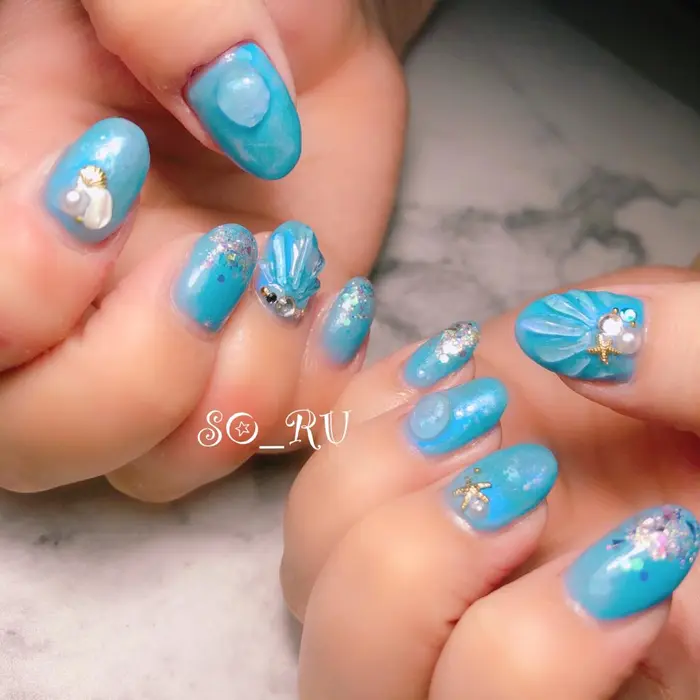 海ネイル Sapporo エステ ネイルso Ruソール所属 熊谷 千鶴のネイルデザイン ミニモ