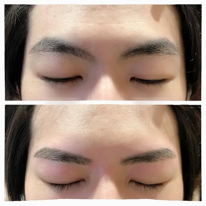 美眉スタイリング 写真は男性です 眉毛のワックス脱毛です 永久脱毛ではないですが シ Quatro戸祭店eterno所属 天海 由香里のマツエクデザイン ミニモ