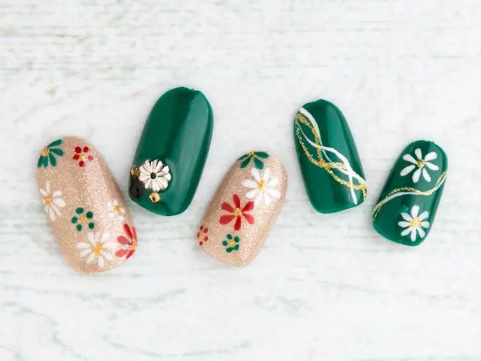 ハンド フット ハンド ベースデザイン ワンカラー カラー グリーン アート パーツ Benails所属 Benails ちえのネイル デザイン ミニモ