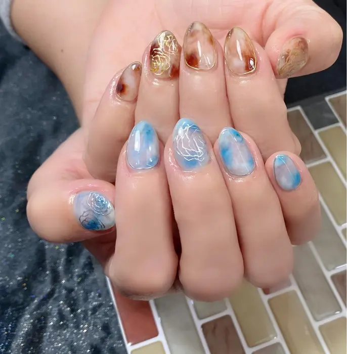 薔薇アートネイル L111 166 M 02 M 01 C 24 Pokapoka Nail所属 Mia 4月閉店 のネイルデザイン ミニモ