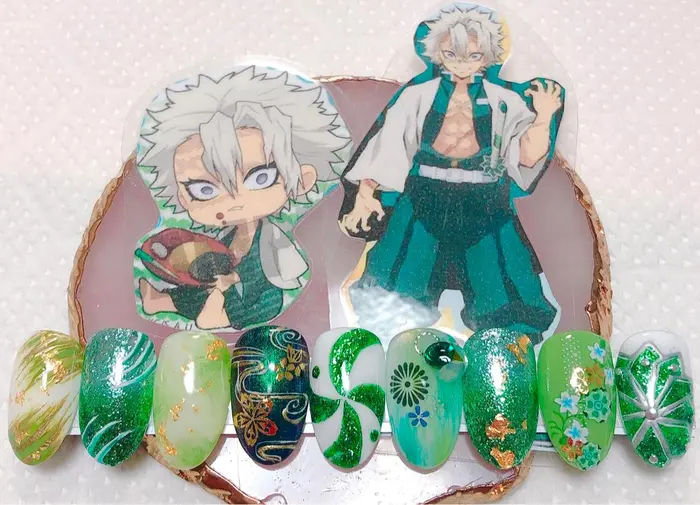 鬼滅の刃ネイル 不死川実弥 Crown所属 Crown プライベートサロンのネイルデザイン ミニモ