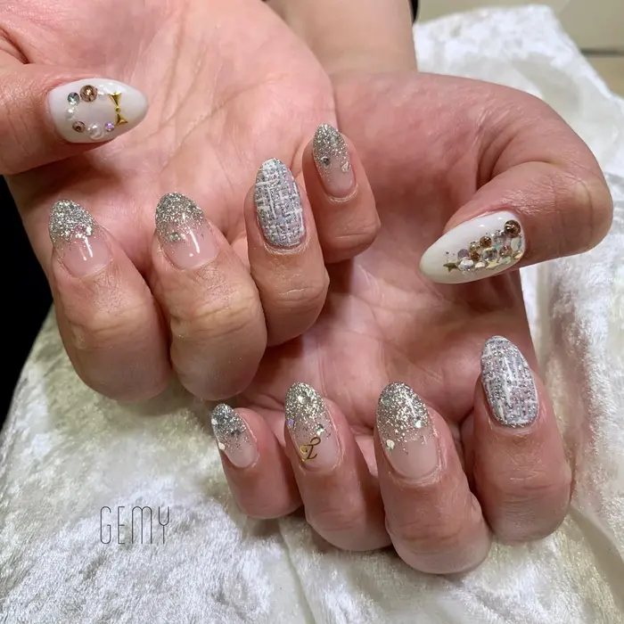 ツイード柄ネイル Gemynalls Private所属 Gemynails Privateのネイルデザイン ミニモ